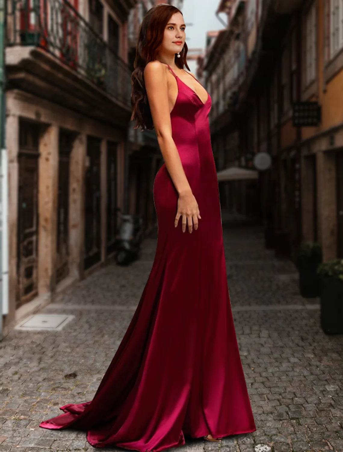 Wholesa Mermaid / Trumpet Prom Dresses Sexy Dress Prom Sweep / Brush Train Sleeveless Sweetheart Satin Backless with Pure Color