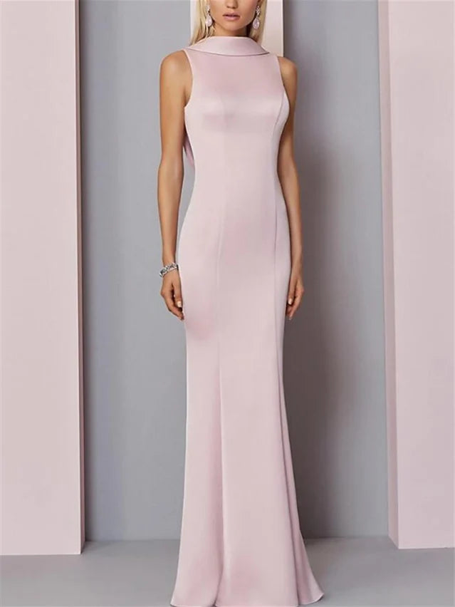 Wholesa Sheath Sleeveless High Neck Floor-Length Evening Dresses