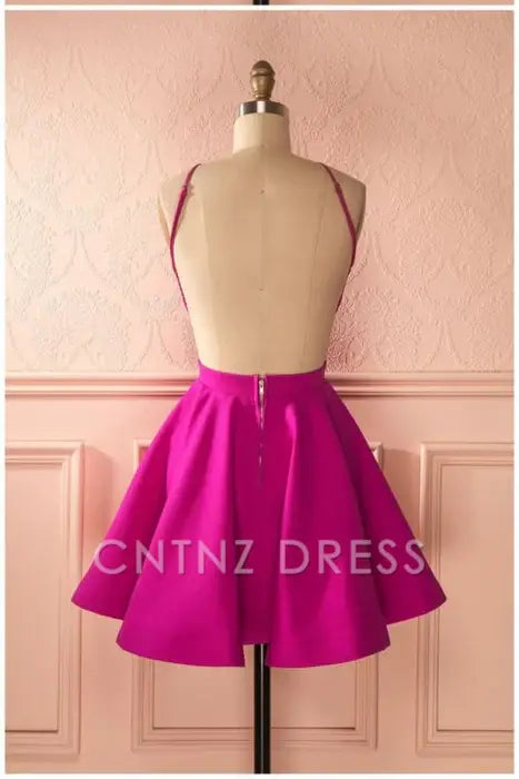 CNTNZ DRESS Hot Sale Short Prom Dress A-line Open Back Ruched Sleeveless Simple Homecoming Dress