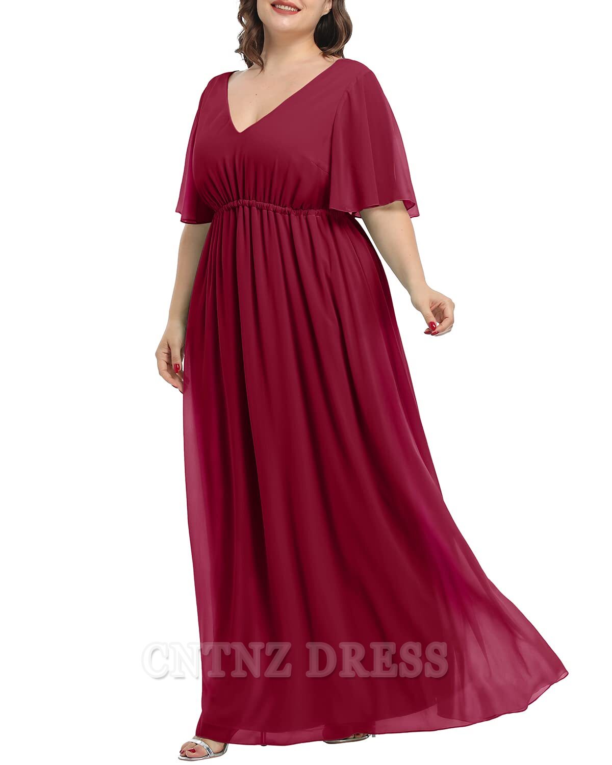 Wholesa Plus Size A-line V-Neck Chiffon Long formal dresses Bridesmaid Dresses evening gown Prom Dress