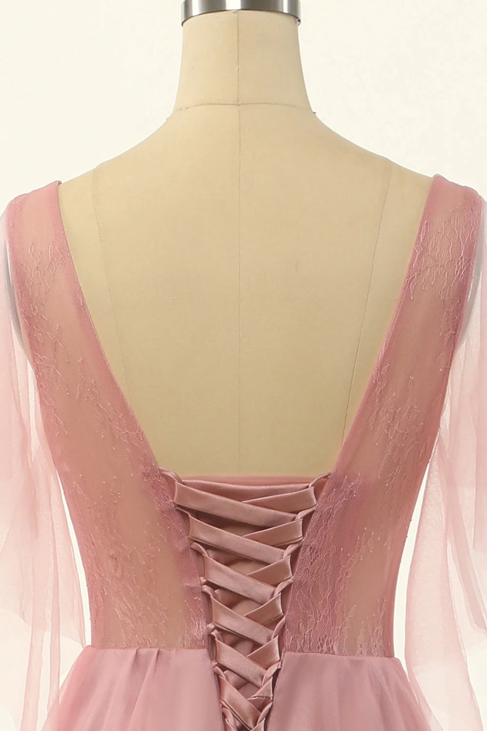 Wholesa A-line V Neck Beading Tulle Prom Dress