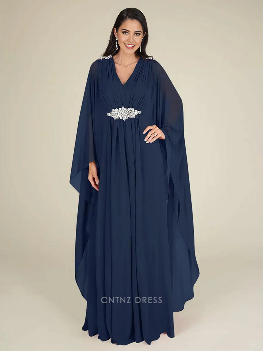 Wholesa A-Line V-Neck Sleeveless Applique Chiffon Wedding Guest Dresses Mother of the Bride Dresse