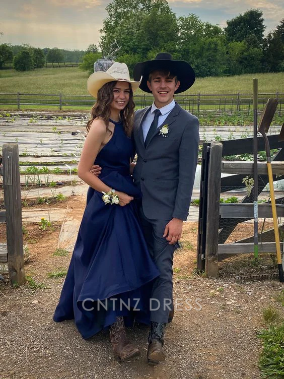 Wholesa A-line Simple Navy Blue formal dresses Bridesmaid Dresses evening gown Prom Dress