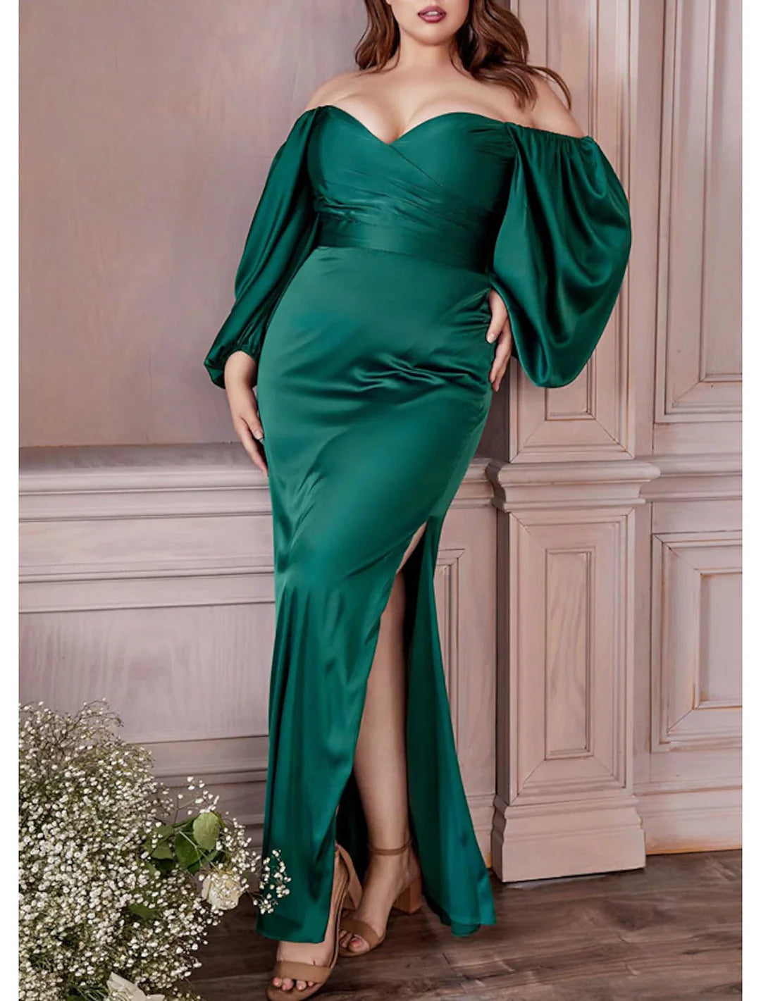 Wholesa Sheath Off-The-Shoulder Floor-Length Prom Dresses