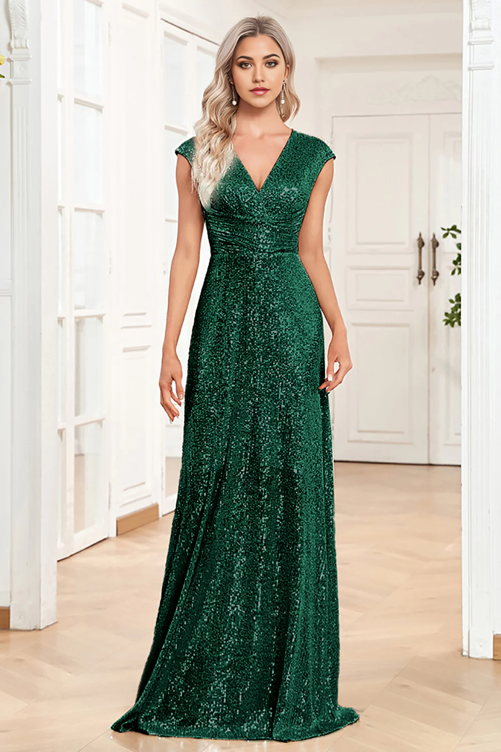 Wholesa A-Line Sparkly Sleeveless Mother of the Bride Dress