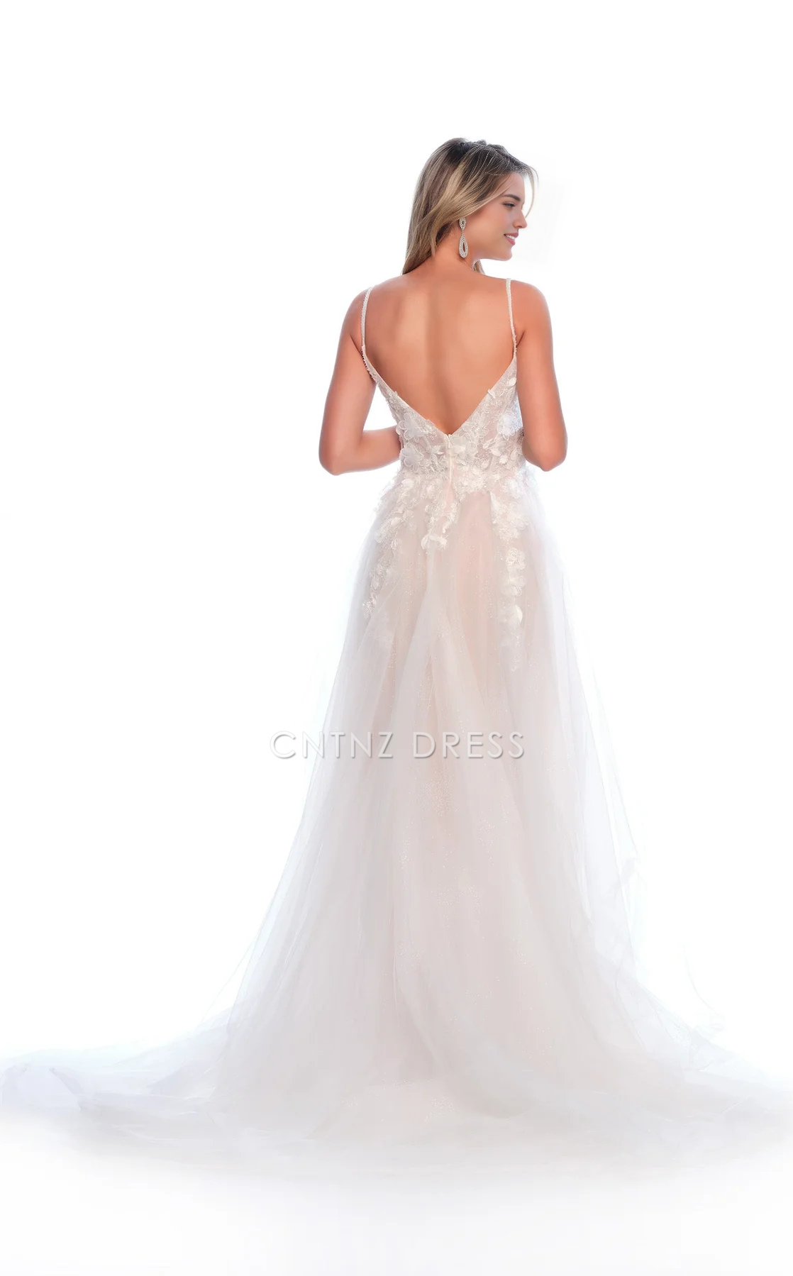 CNTNZ DRESS Exquisite A Line Spaghetti Strap Sweetheart Neckline Backless Side Fork Floor-Length Fantastic Hot Sale Wedding Dress
