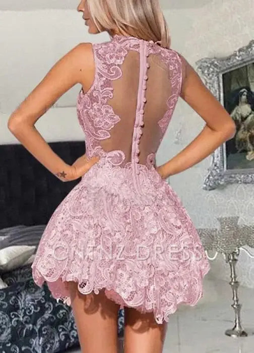 CNTNZ DRESS Hot Sale Short Prom Dress A-Line Sleeveless Lace Cocktail Dress Retro Sexy Homecoming Dress