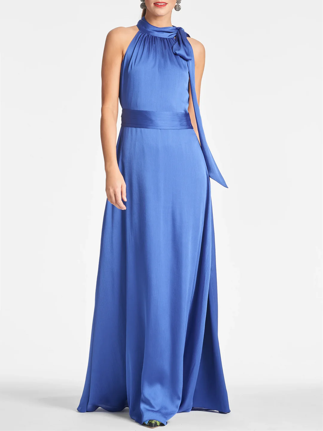 Wholesa A-Line Halter Sleeveless Floor-Length Evening Dress