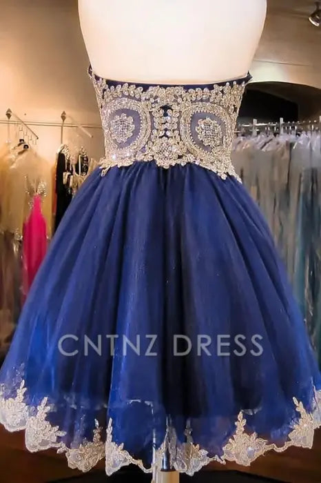 CNTNZ DRESS Hot Sale Short Prom Dress A-line Sweetheart Strapless Tulle with Beading Gorgeous Homecoming Dress