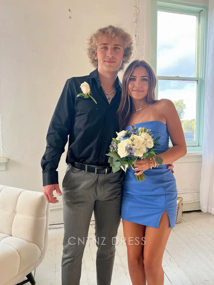Wholesa Sheath Elegant Blue Homecoming Dress formal dresses Bridesmaid Dresses evening gown Prom Dress