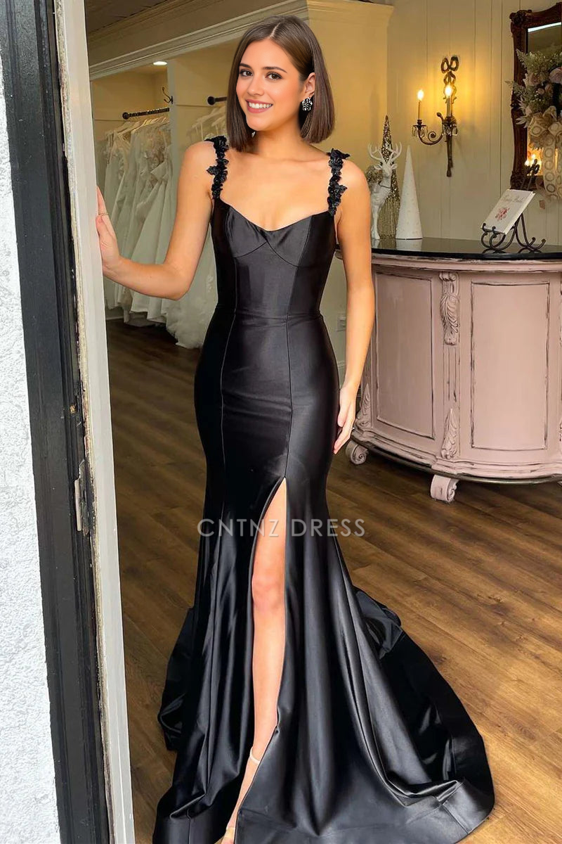 CNTNZ DRESS Exquisite Mermaid V-Neck Spaghetti Straps Side Fork Backless Charming Hot Sale Prom Dress