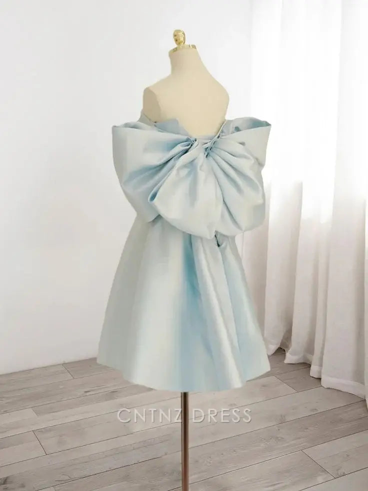 Wholesa A-line Sweetheart Neck Satin Blue Homecoming Dress formal dresses Bridesmaid Dresses evening gown Prom Dress