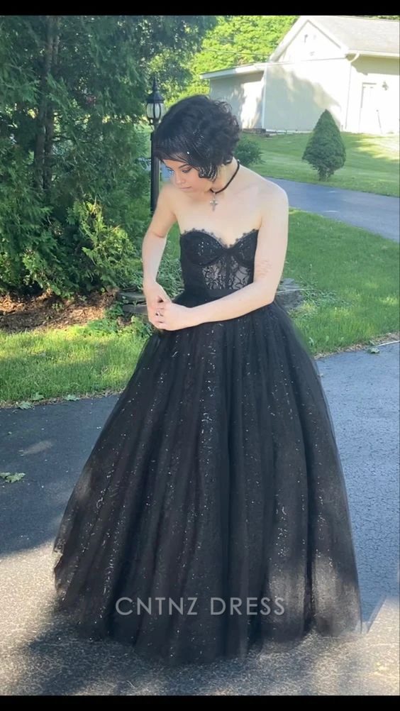 Wholesa A-line Sweetheart Strapless Black formal dresses Bridesmaid Dresses evening gown Prom Dress