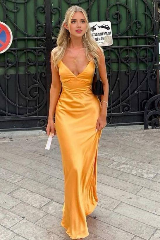 CNTNZ DRESS Elegant Sheath V-Neck Spaghetti Strap Sleeveless Backless Empire Long Fashion Prom Dress