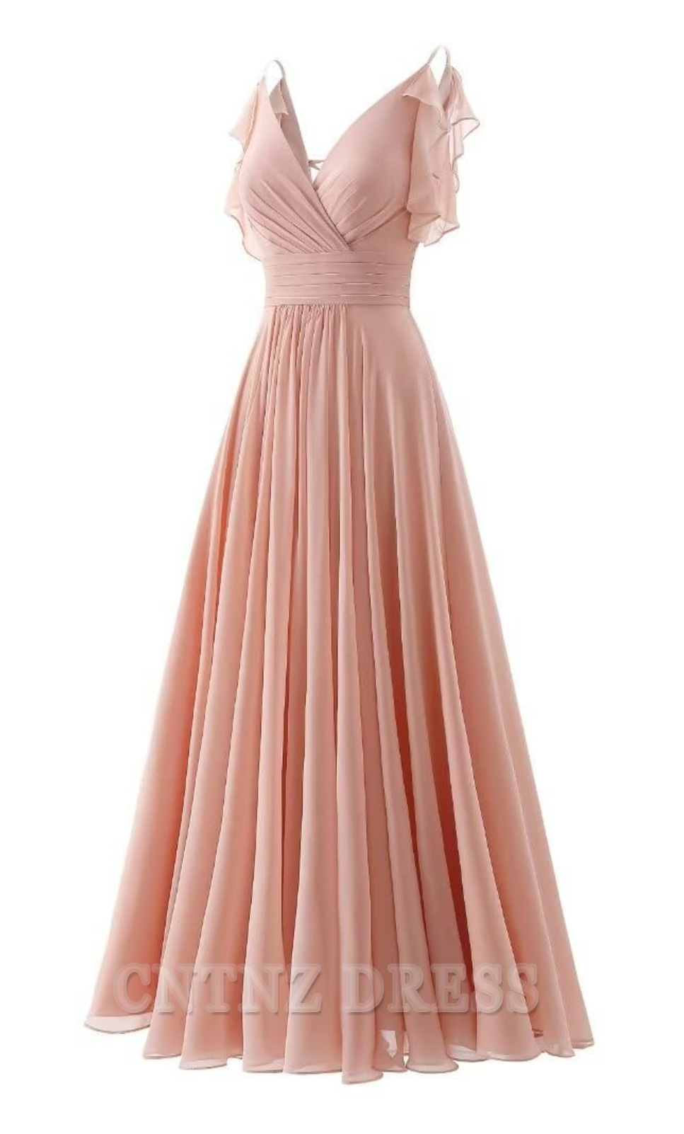 Wholesa A-line V Neck Ruffle Chiffon Spaghetti Straps formal dresses Bridesmaid Dresses evening gown Prom Dress
