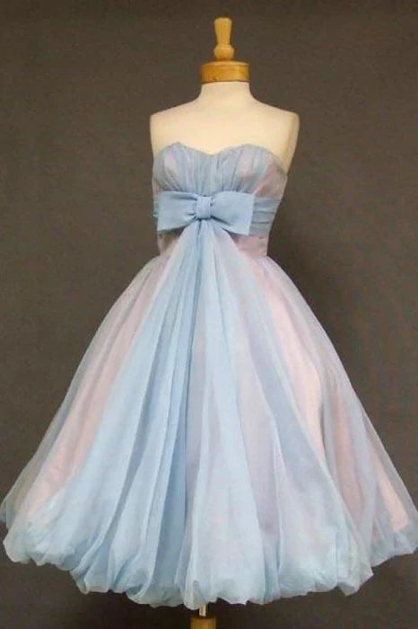 CNTNZ DRESS Hot Sale Short Prom Dress Elegant A-line Strapless Sweetheart Cute with Bowknot Tea-Length Homecoming Dress