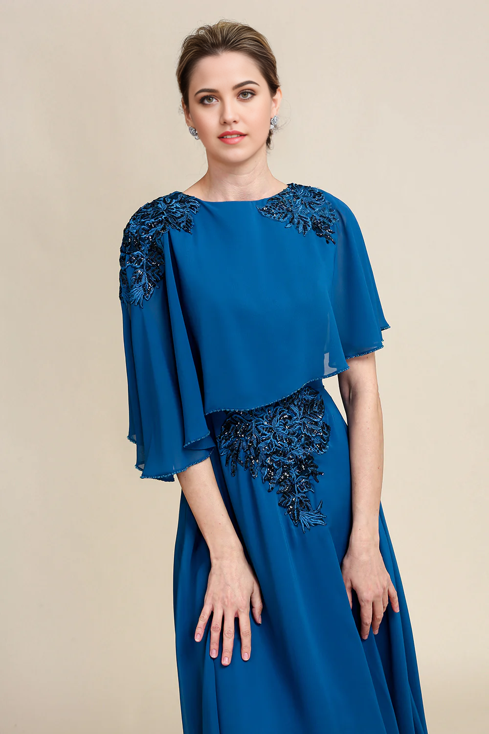 Wholesa A-line Chiffon Mother of the Bride Dress with Lace