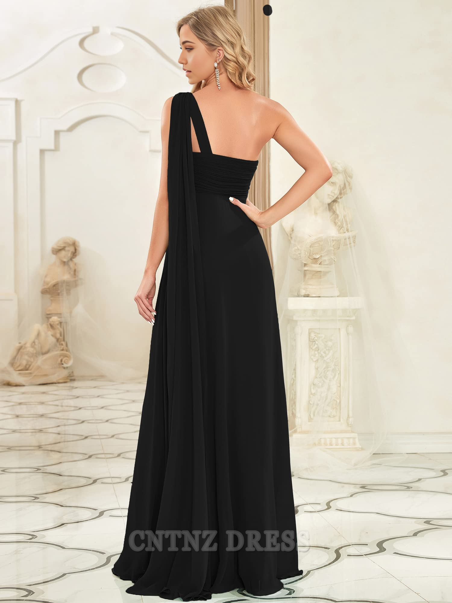 Wholesa A-line One-Shoulder Empire Waist Chiffon Pleated formal dresses Bridesmaid Dresses evening gown Prom Dress