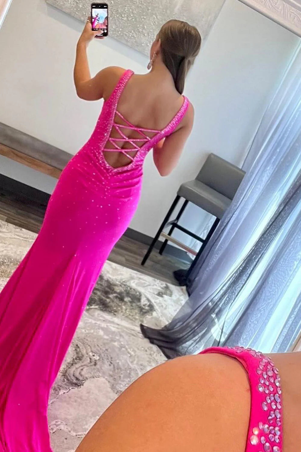 Wholesa Mermaid V Neck Long Prom Dress with Beading