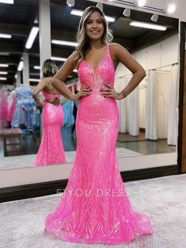 Wholesa Sheath/Column V-neck Sleeveless Sweep/Brush formal dresses Bridesmaid Dresses evening gown Prom Dress