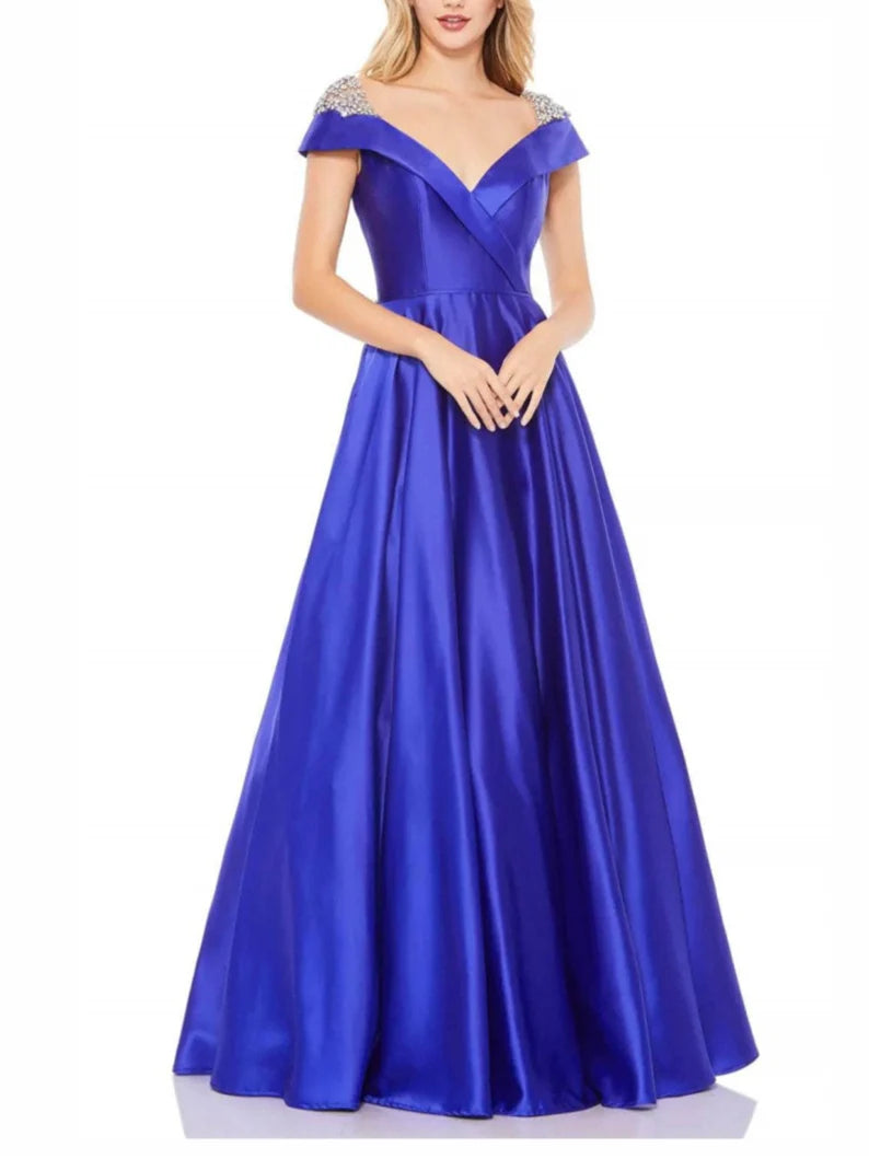 Wholesa A-Line Off The Shoulder Floor Length Evening Dress