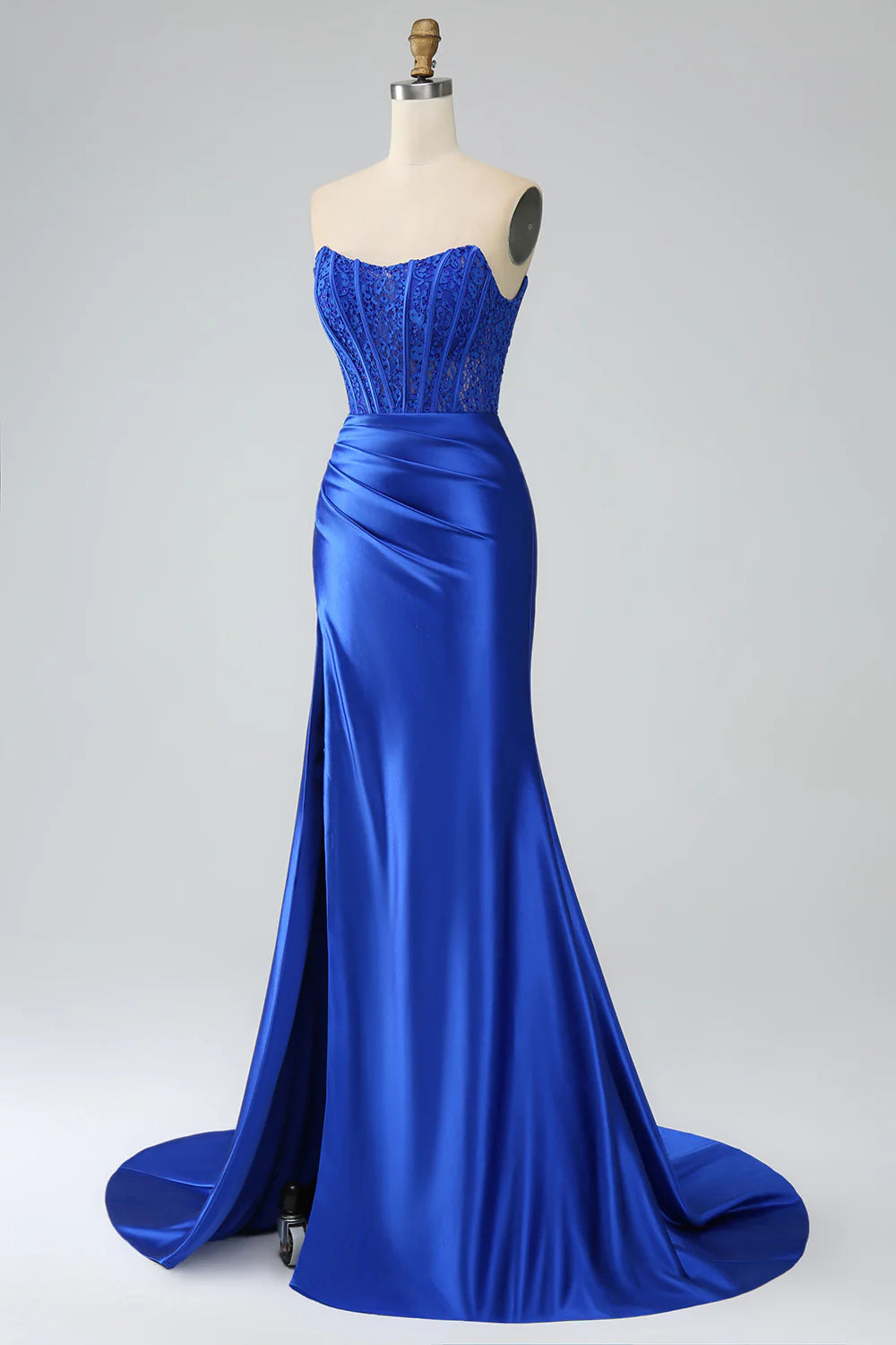 Wholesa Mermaid Strapless Long Prom Dress with Slit