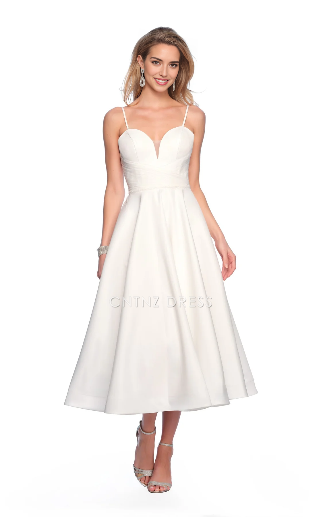 CNTNZ DRESS Beautiful Plunging A Line Sweetheart Neckline Spaghetti Strap Pleated Backless Elegant Simple Hot Sale Wedding Dress
