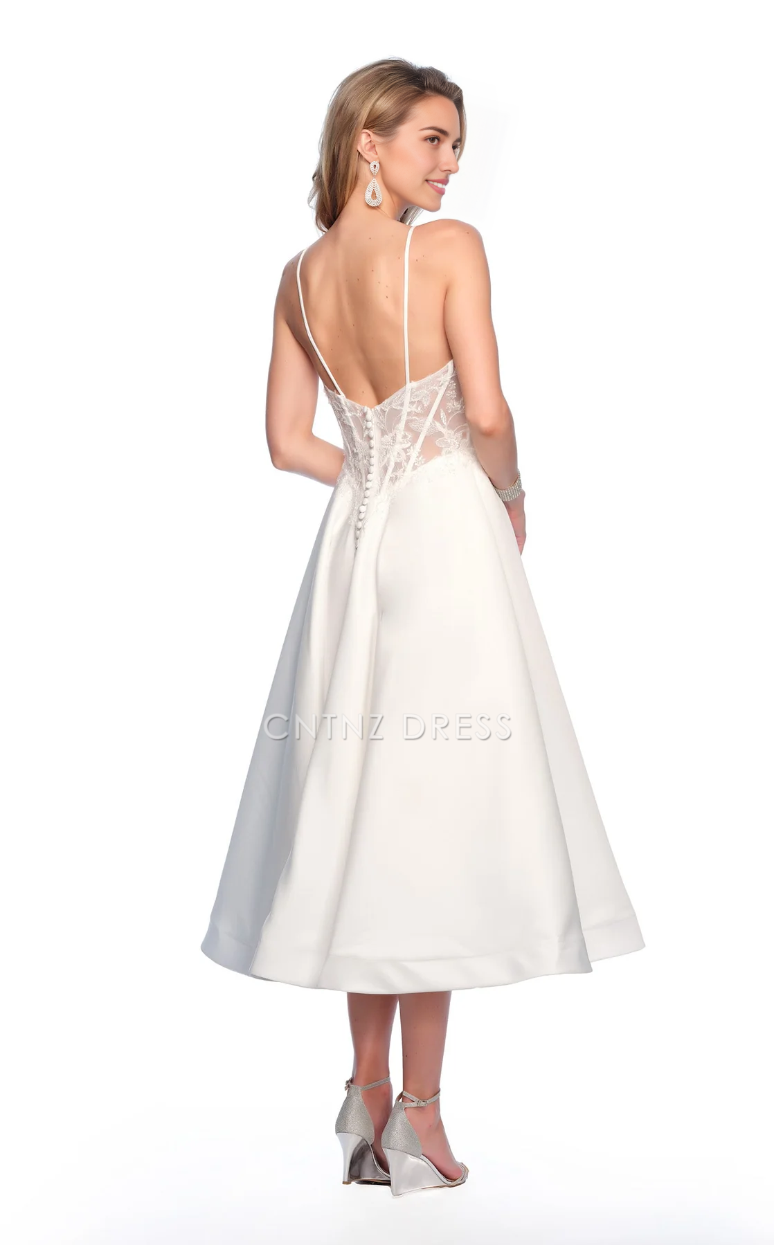 CNTNZ DRESS Beautiful Plunging A Line Sweetheart Neckline Spaghetti Strap Pleated Backless Elegant Simple Hot Sale Wedding Dress
