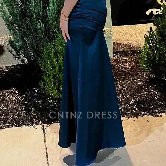 Wholesa Mermaid Strapless Satin Pleated formal dresses Bridesmaid Dresses evening gown Prom Dress