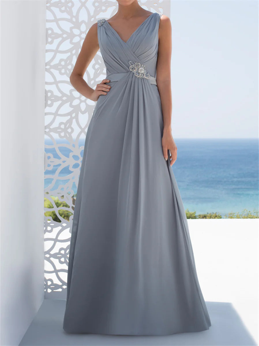 Wholesa A-Line V-Neck Floor-Length Mother Of The Bride Dresses
