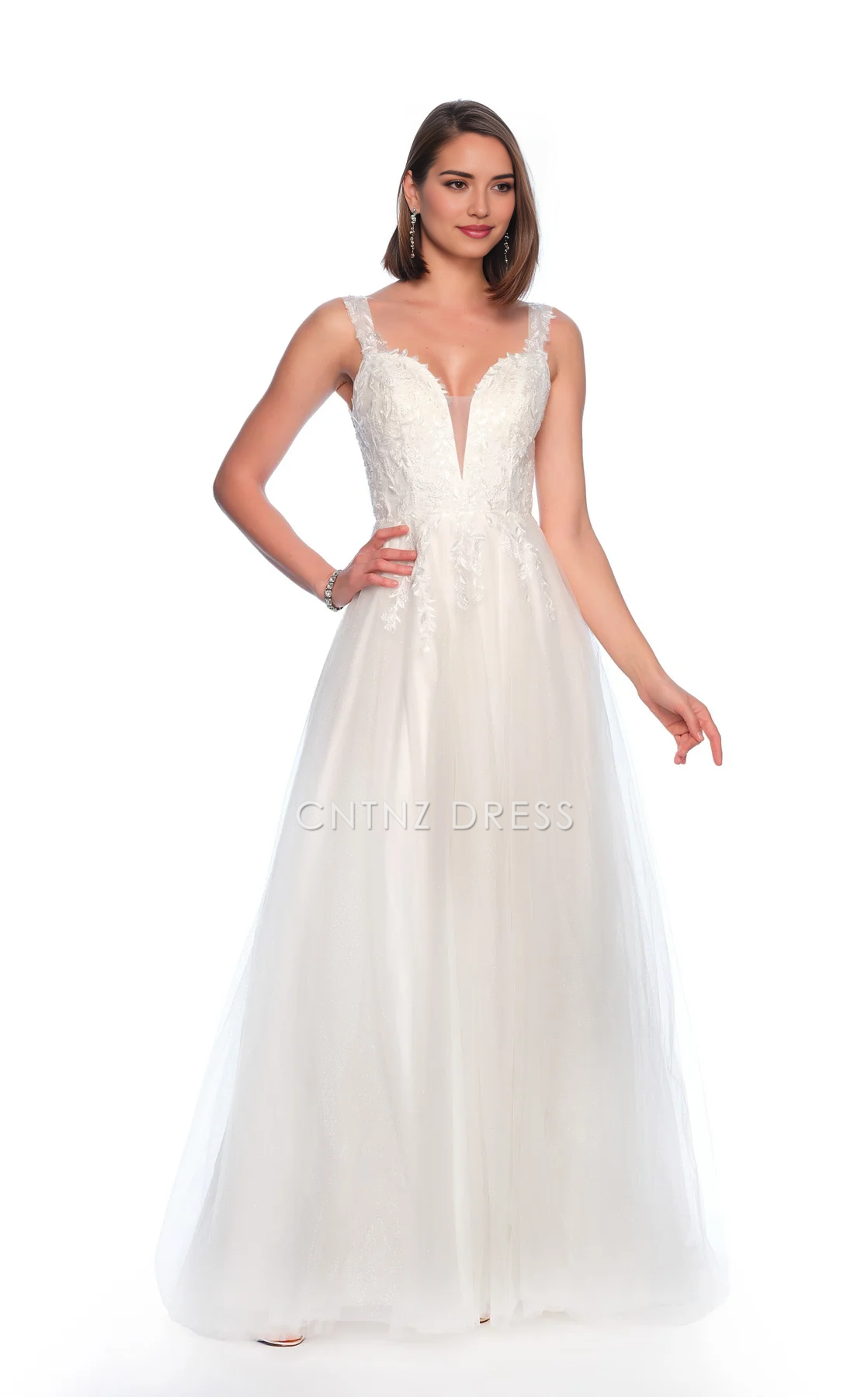 CNTNZ DRESS Exquisite A Line Sweetheart Neckline Spaghetti Strap Sleeveless Lace Applique Backless Fantastic Hot Sale Wedding Dress