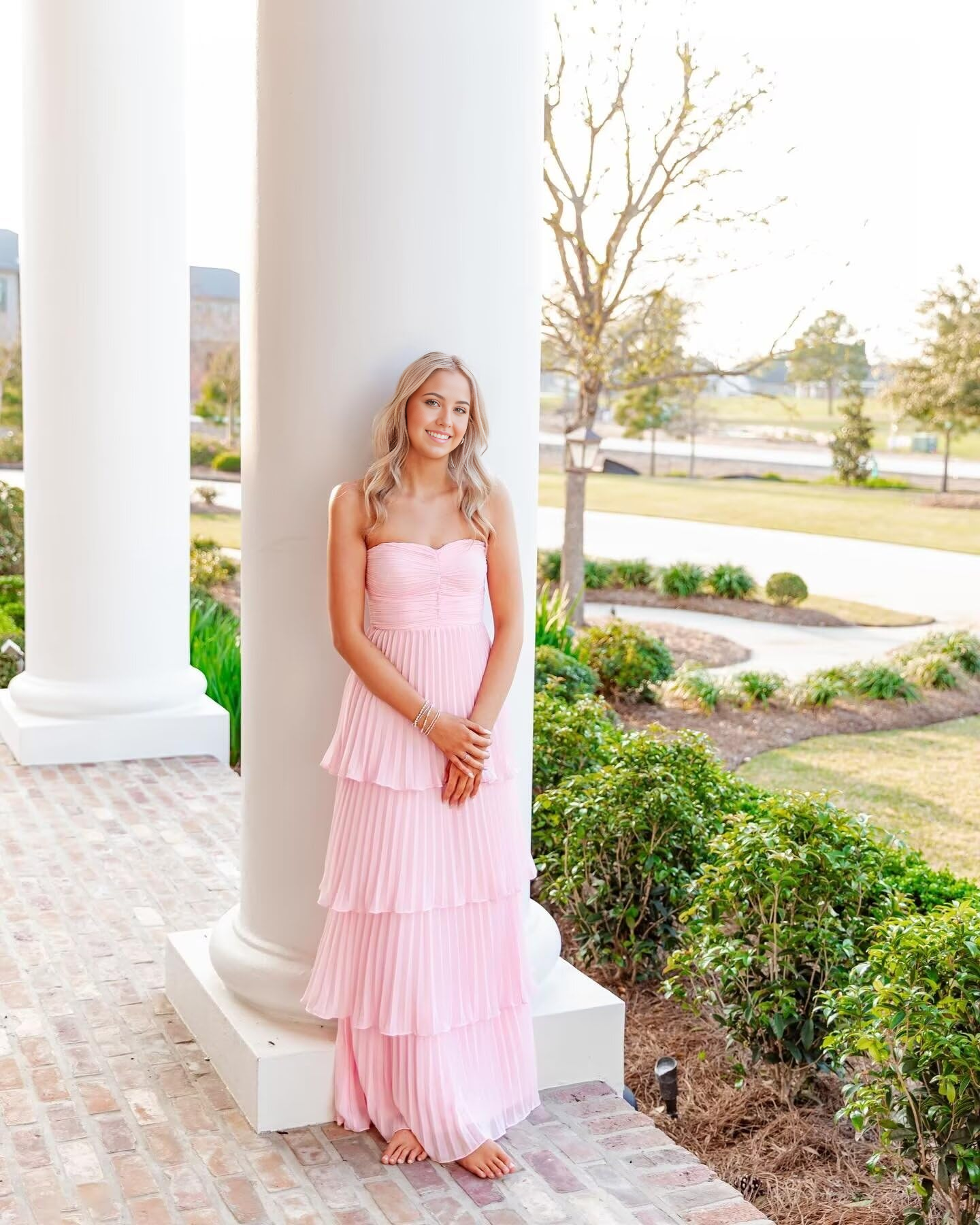 Wholesa A-line Strapless Ruffle Tiered Chiffon Formal formal dresses Bridesmaid Dresses evening gown Prom Dress