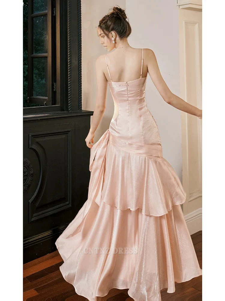 Wholesa Mermaid Spaghetti Straps Pink Long formal dresses Bridesmaid Dresses evening gown Prom Dress