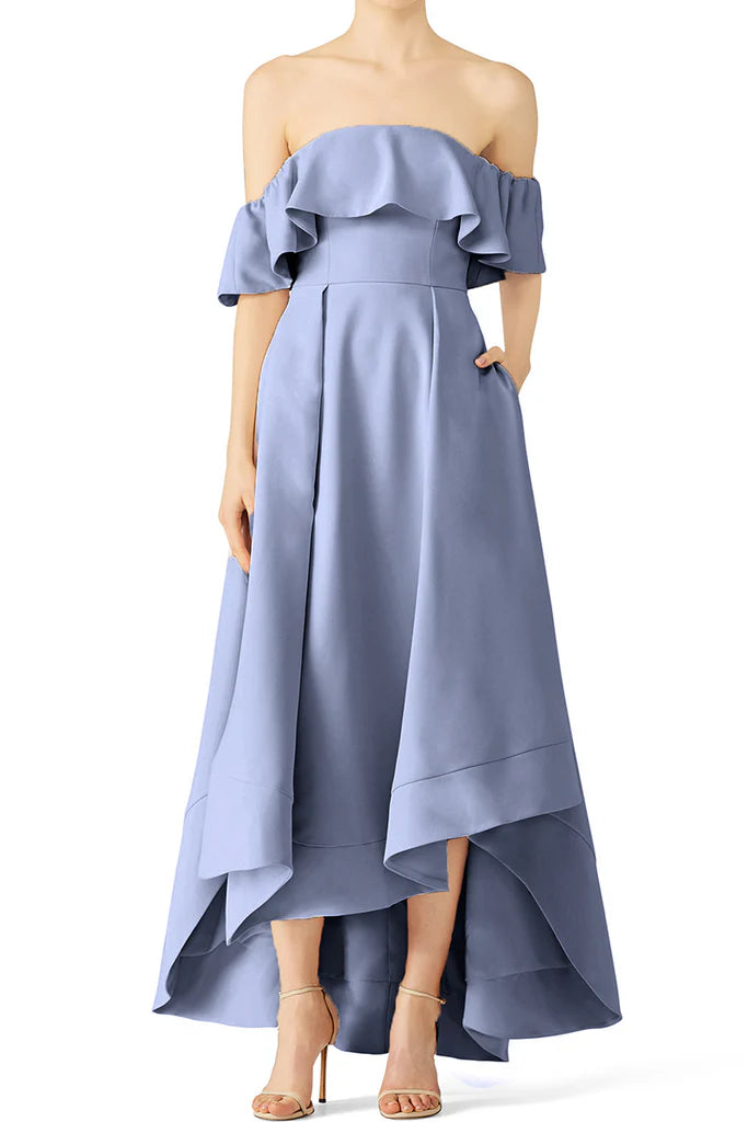 Wholesa Formal Off the Shoulder High Low Evening Gown Wedding Party Dress