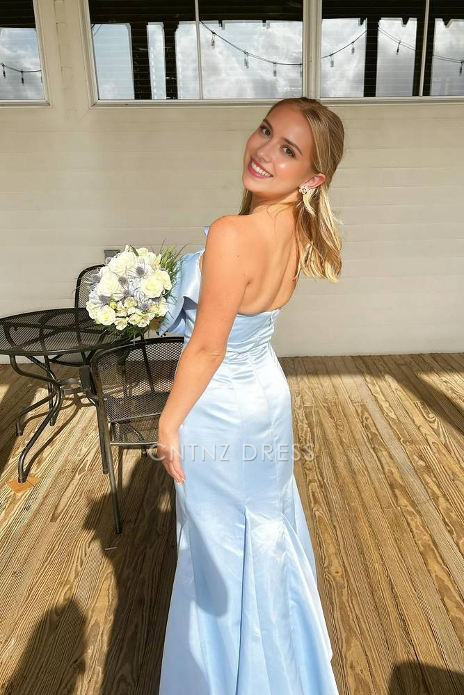 CNTNZ DRESS Elegant Mermaid Bow Strapless Empire Backless Cute Prom Dress