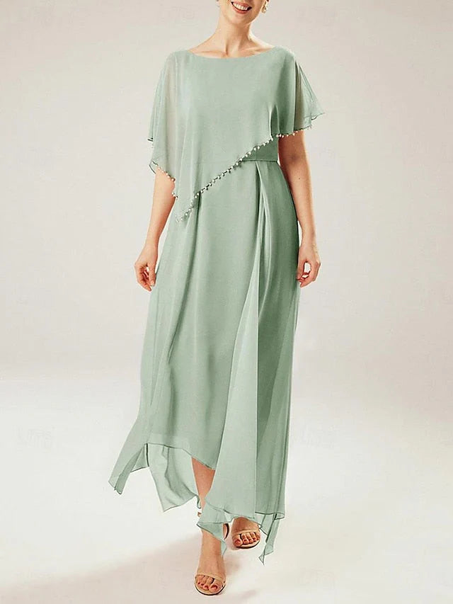 Wholesa Sheath Scoop Short Sleeves Mother Of The Bride Dresses