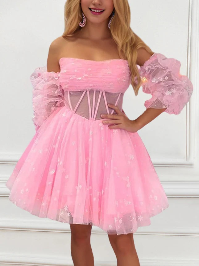 Wholesa A-Line Strapless Sleeves Short Party Dance Cocktail Homecoming Dress