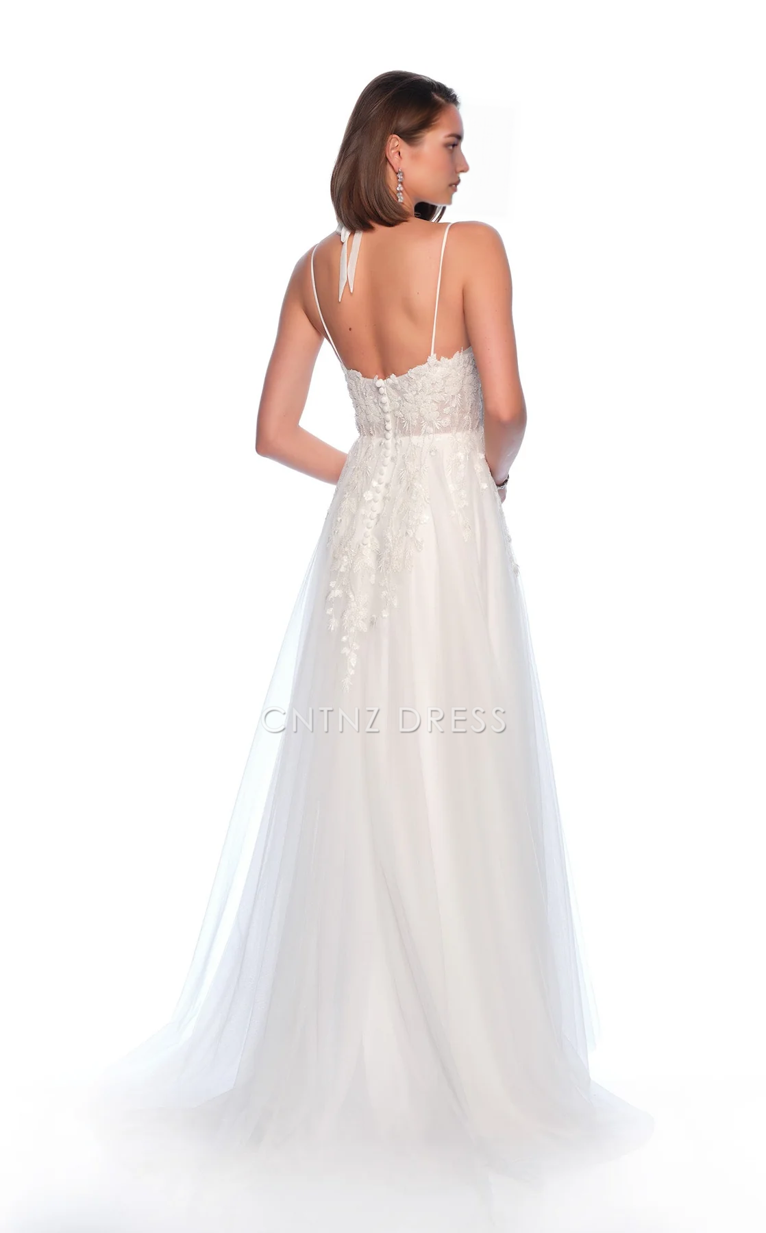 CNTNZ DRESS Exquisite A Line Sweetheart Neckline Spaghetti Strap Lace Applique Side Fork Backless Romantic Hot Sale Wedding Dress