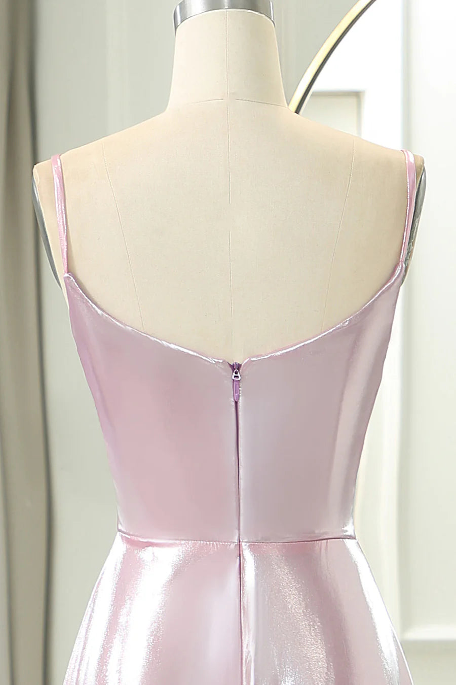 Wholesa A Line Sparkly Spaghetti Straps Long Prom Dress With Slit