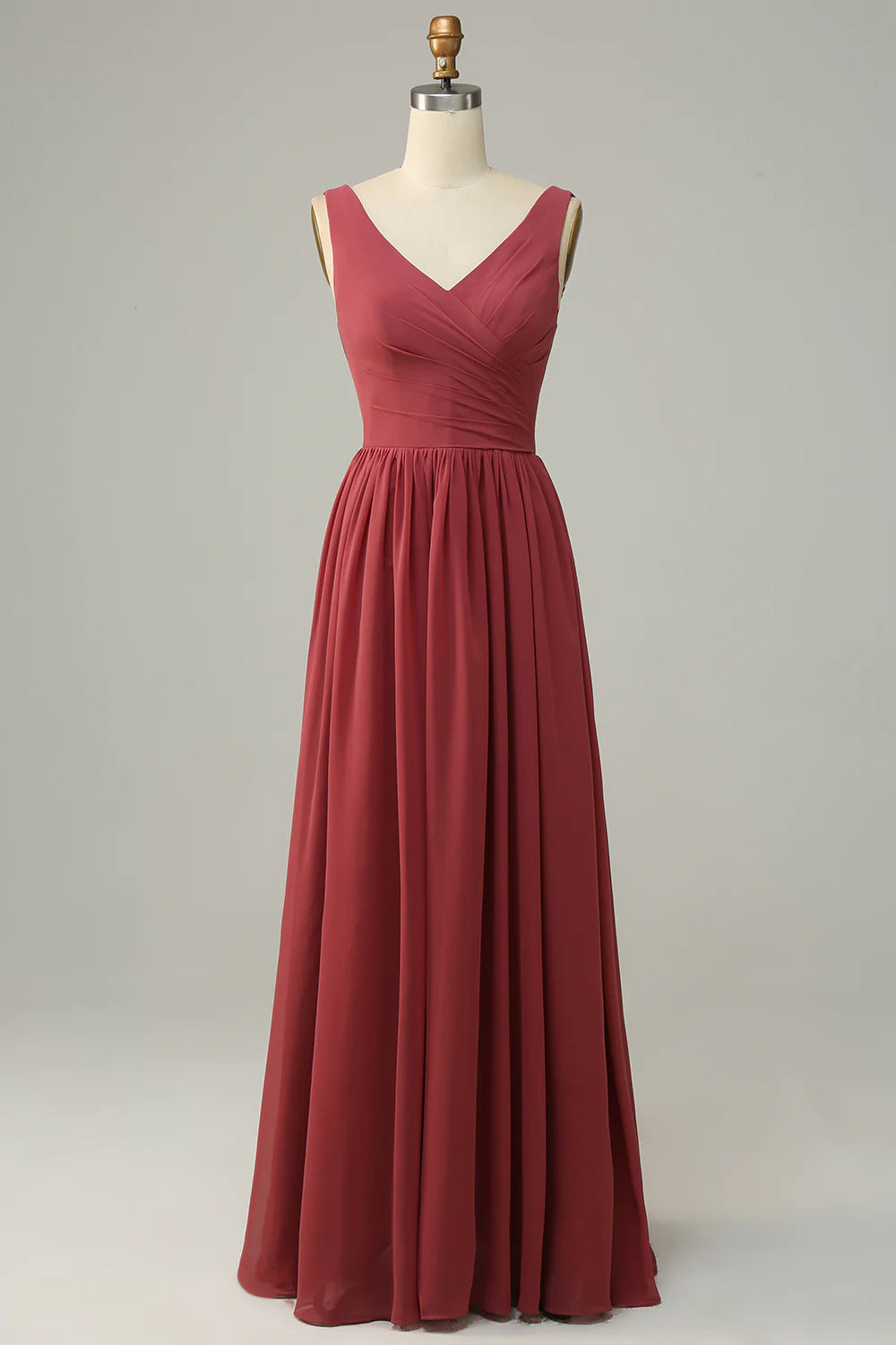 Wholesa V Neck Open Back Desert Bridesmaid Dress