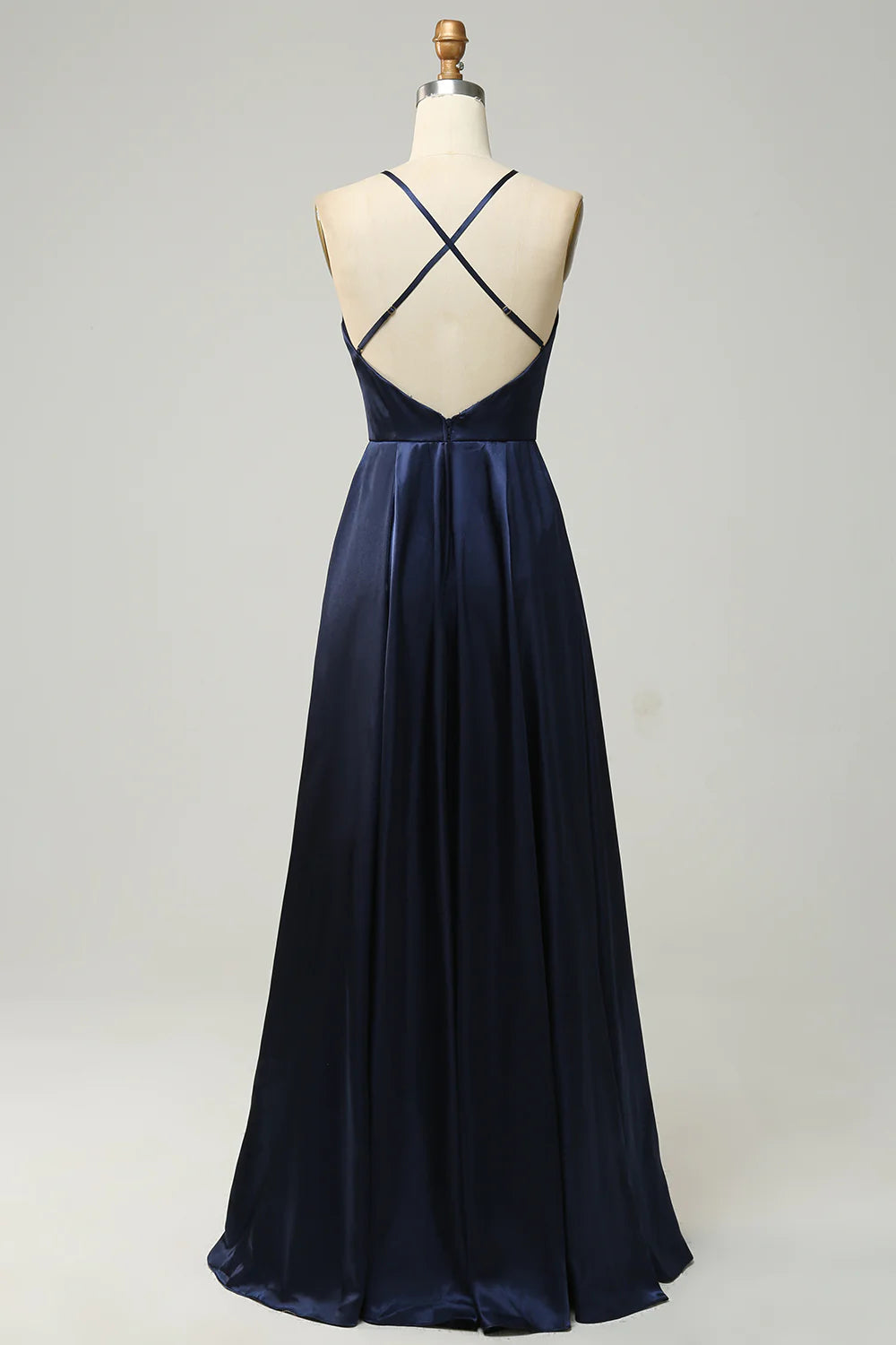 Wholesa Satin Open Back Long Bridesmaid Dress