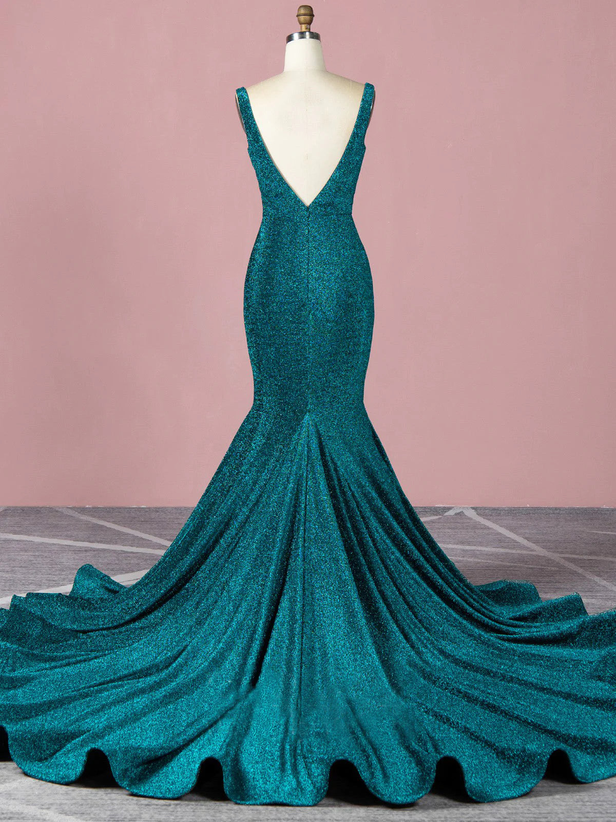 Wholesa Mermaid Long V Neck Evening Dress Custom Made Formal Slit Prom Dresses