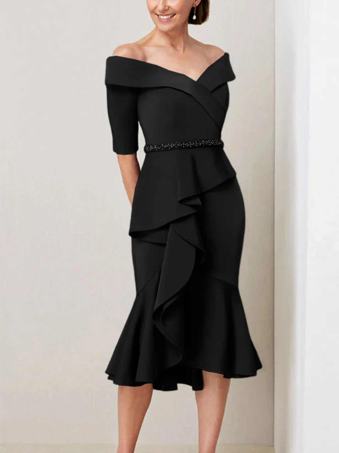 Wholesa Sheath Off-The-Shoulder Half Sleeves Mother Of The Bride Dresses