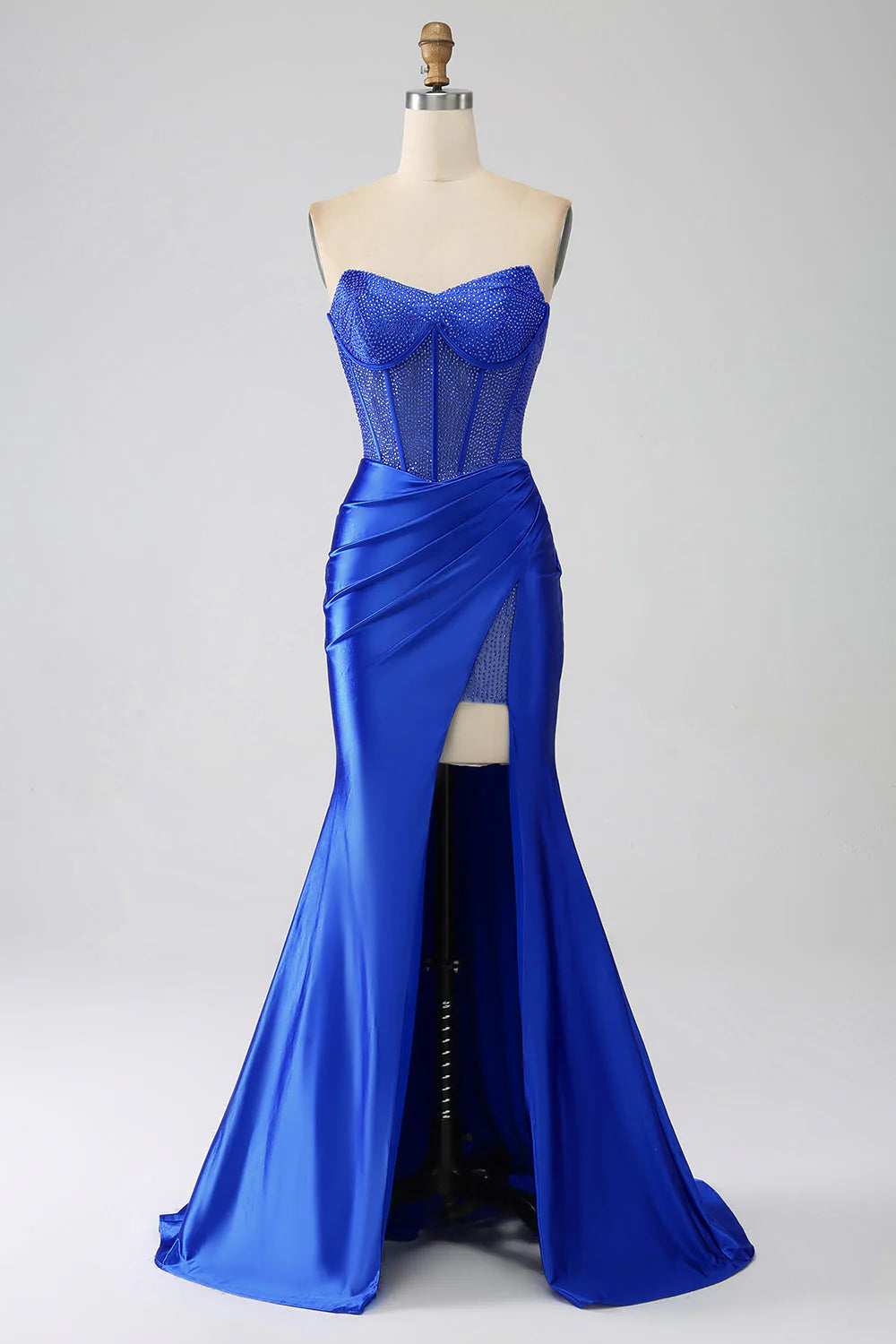 Wholesa Mermaid Strapless Corset Prom Dress with Beading