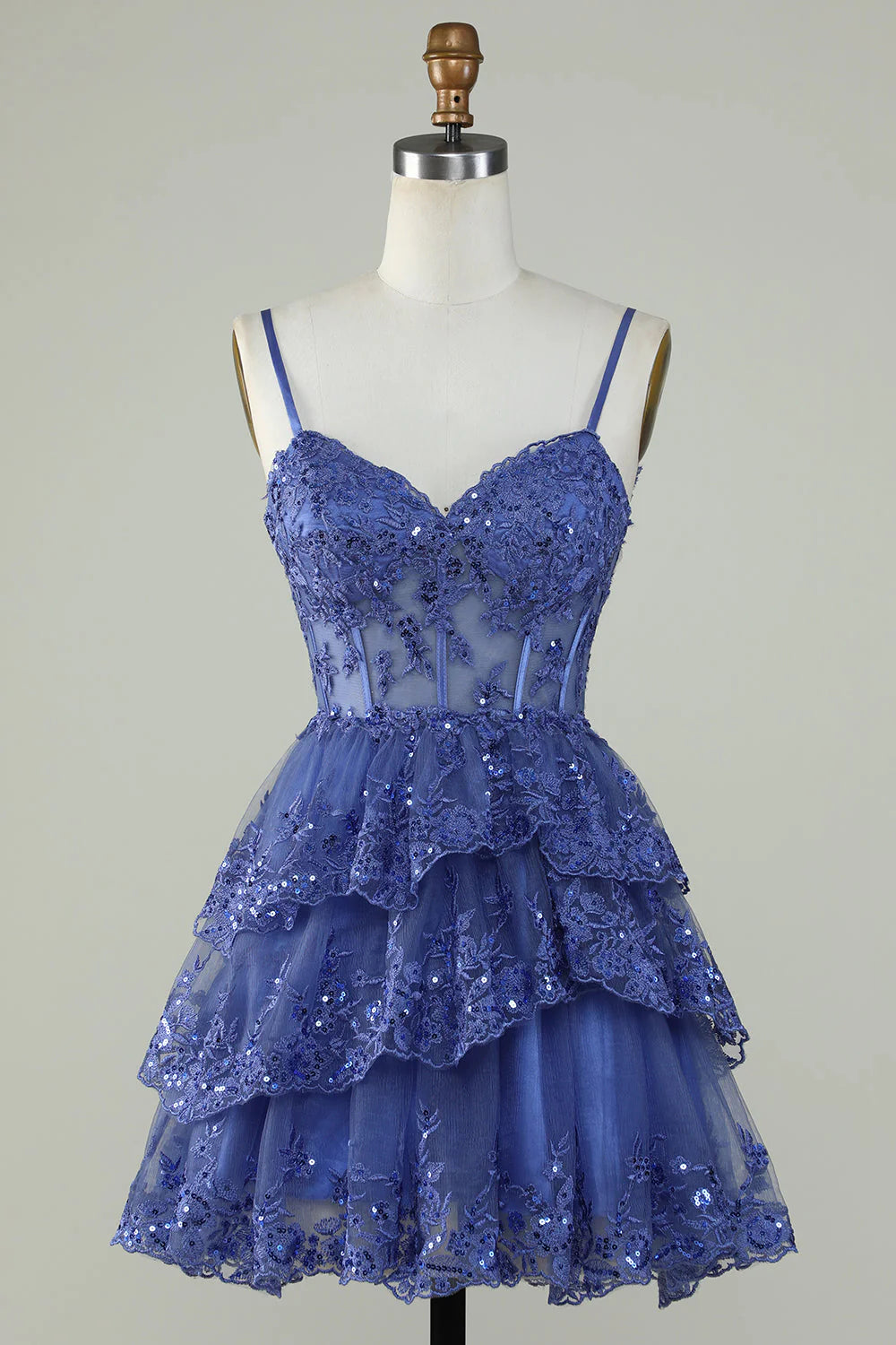 Wholesa Spaghetti Straps Sparkly Corset Party Dress Homecoming Dresses