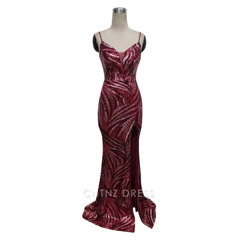 Wholesa Mermaid Spaghetti Straps formal dresses Bridesmaid Dresses evening gown Prom Dress