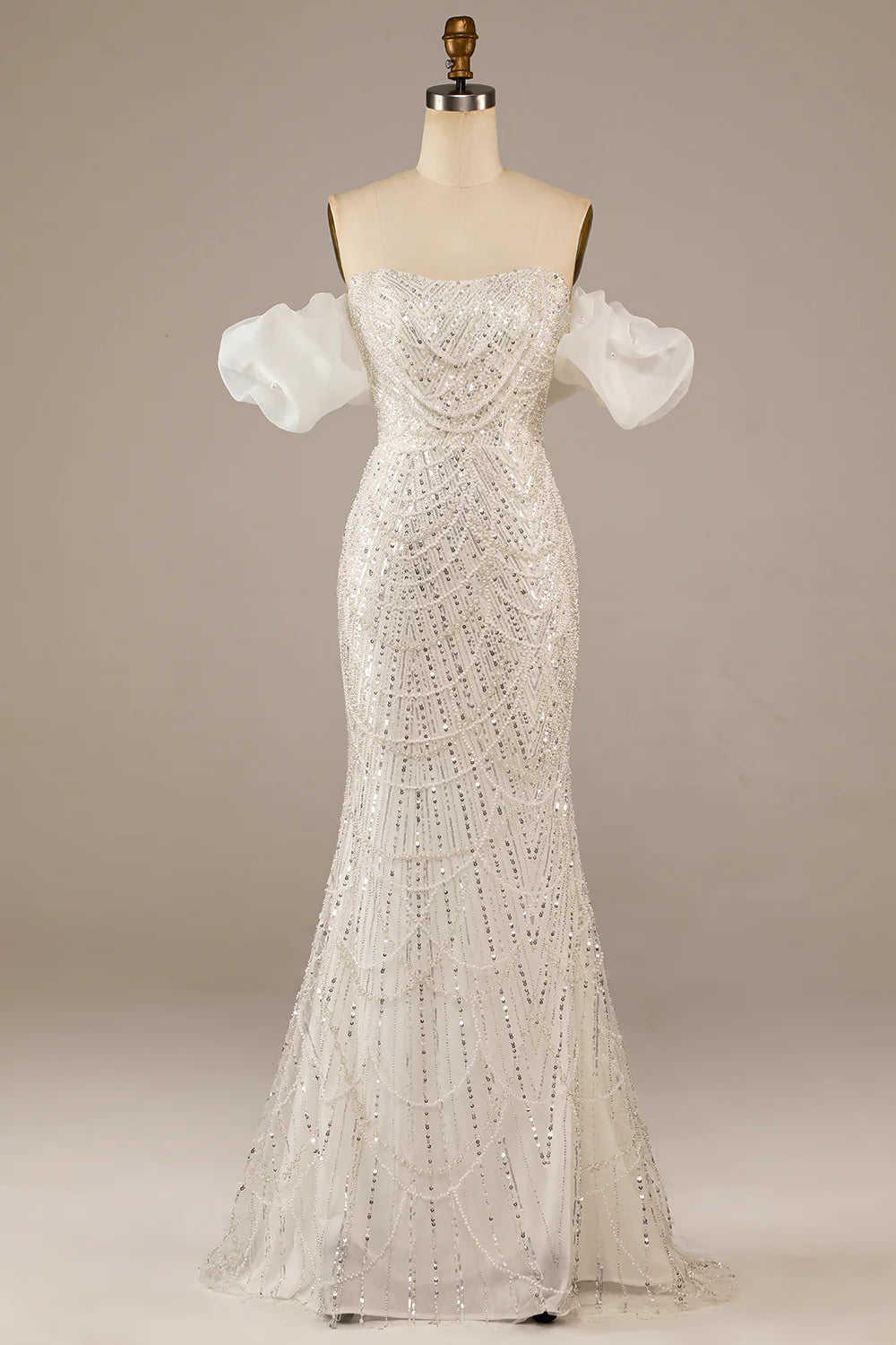 Wholesa Mermaid Sequined Floor-Length Wedding Dress