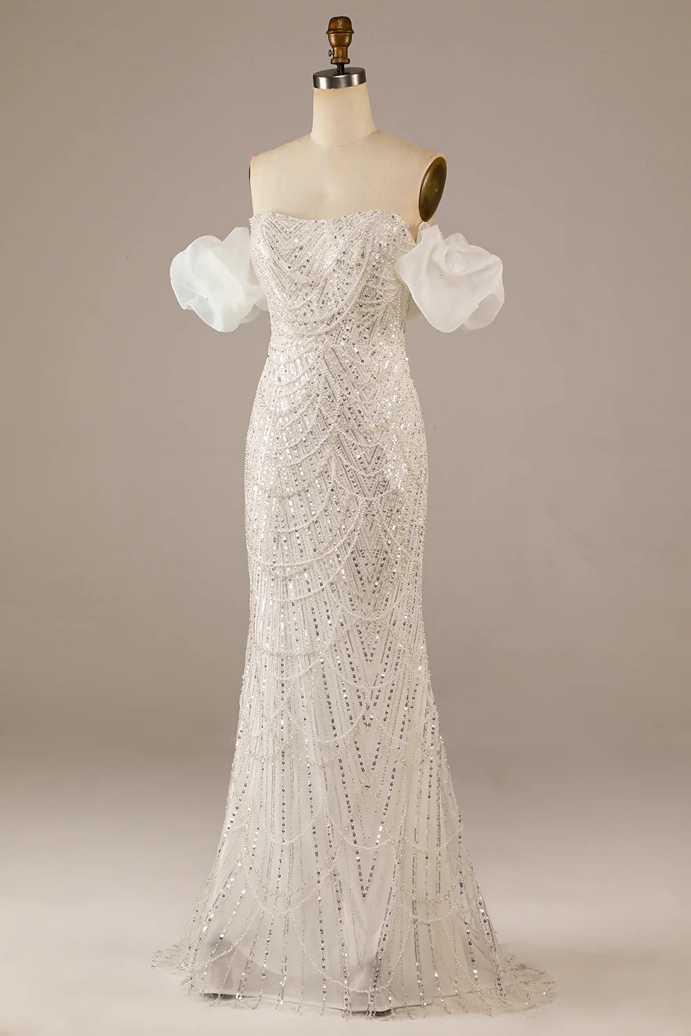 Wholesa Mermaid Sequined Floor-Length Wedding Dress