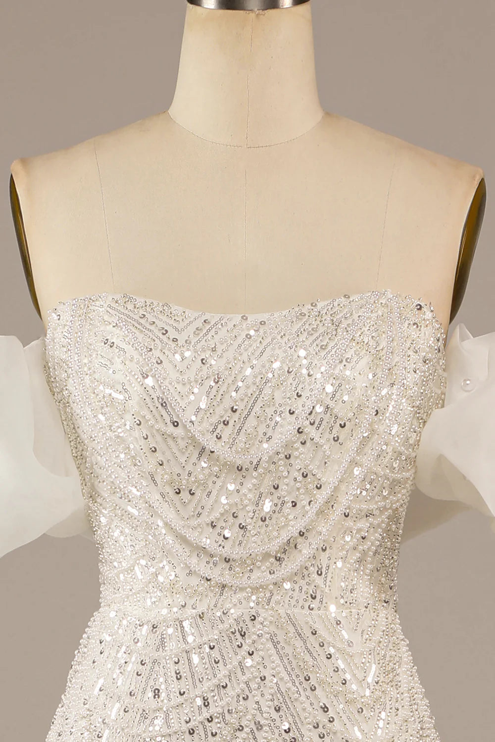 Wholesa Mermaid Sequined Floor-Length Wedding Dress
