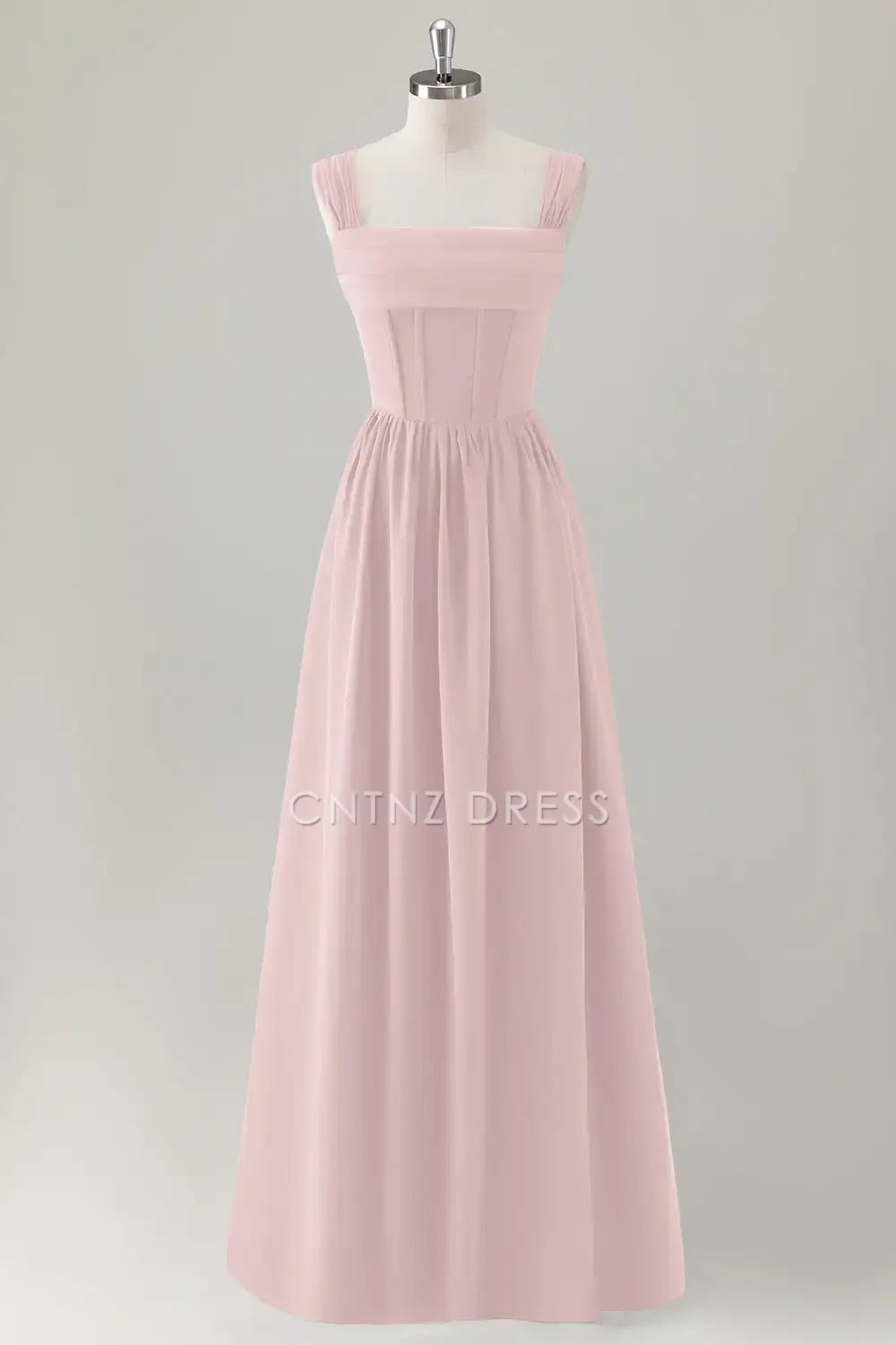 CNTNZ DRESS A-Line Square Neck Pleated Corset Lace Up Back Elegant Long Hot Sale Prom Dress